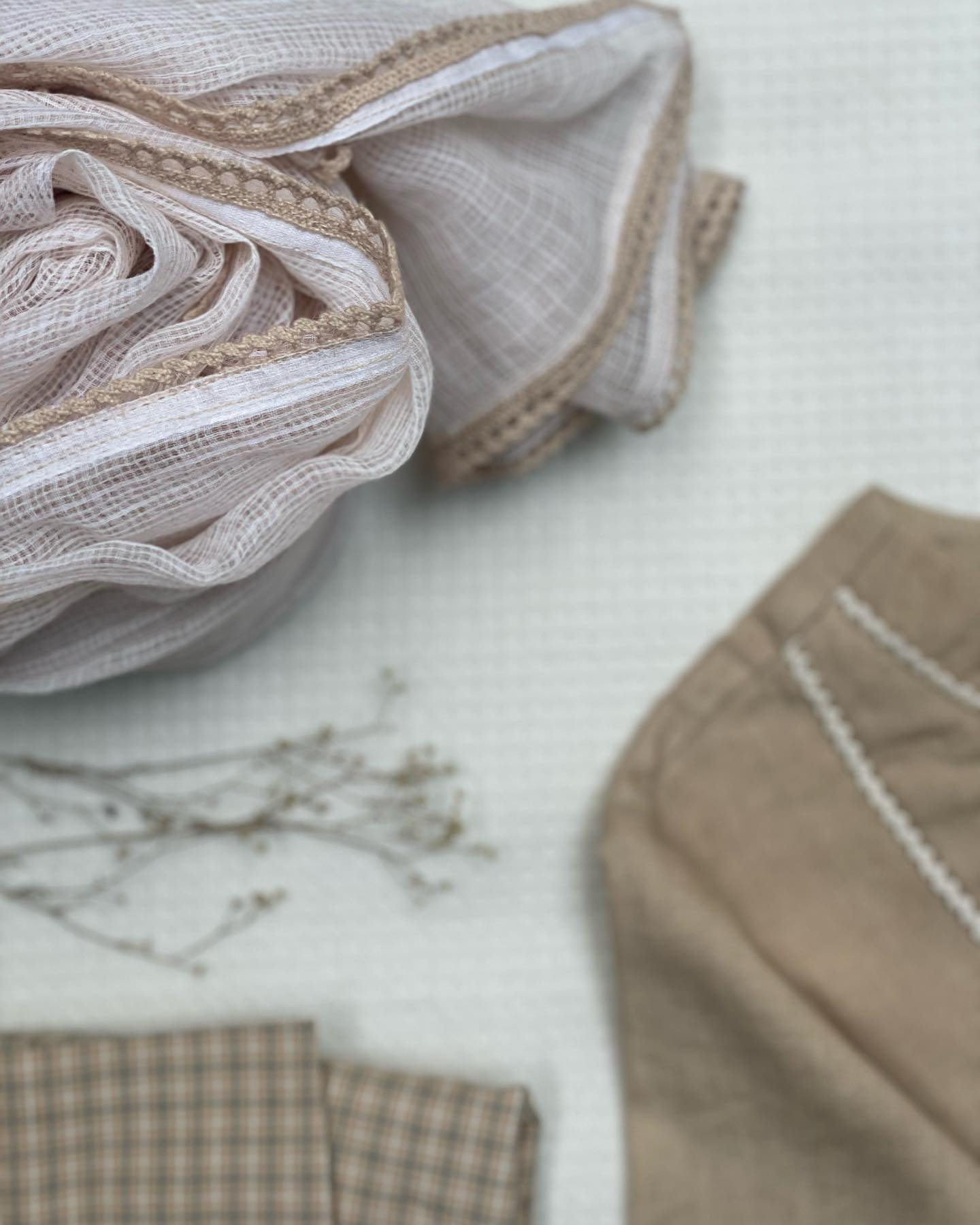 Milky Browns Cotton Kurta Set with Checkered Pants