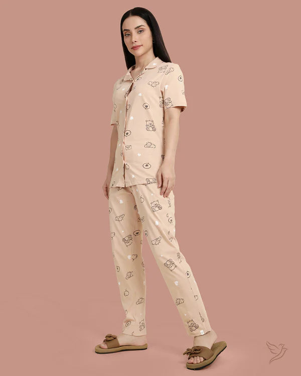 Teddy Printed Collared Co-ord Set