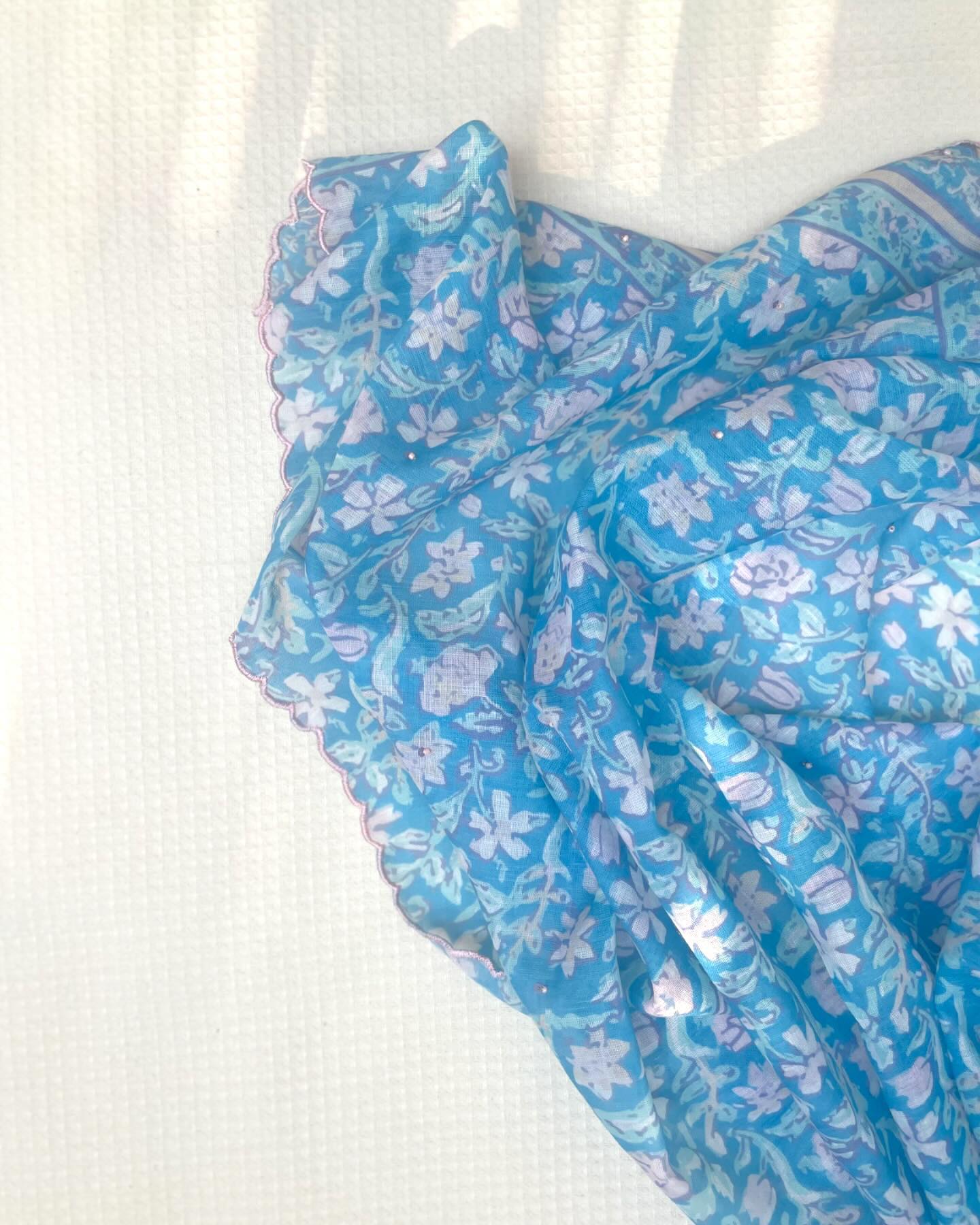 Festive Set in Soft Tones With Mulmul Dupatta