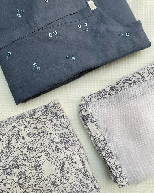 Earthy Elegance Beige Kurta Set with Kota Dupatta