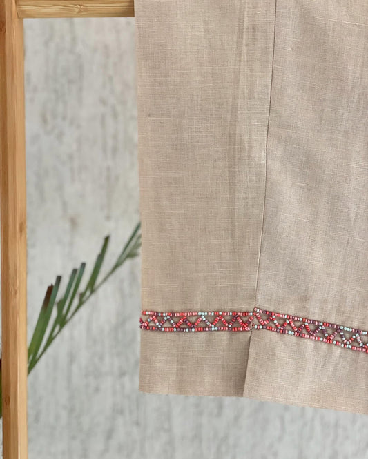 Soft Lavender Tones with Intricate Threadwork