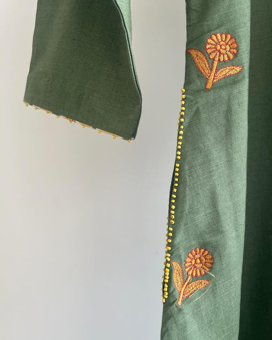 Embroidered Mul Cotton Kurta with Kota Dupatta