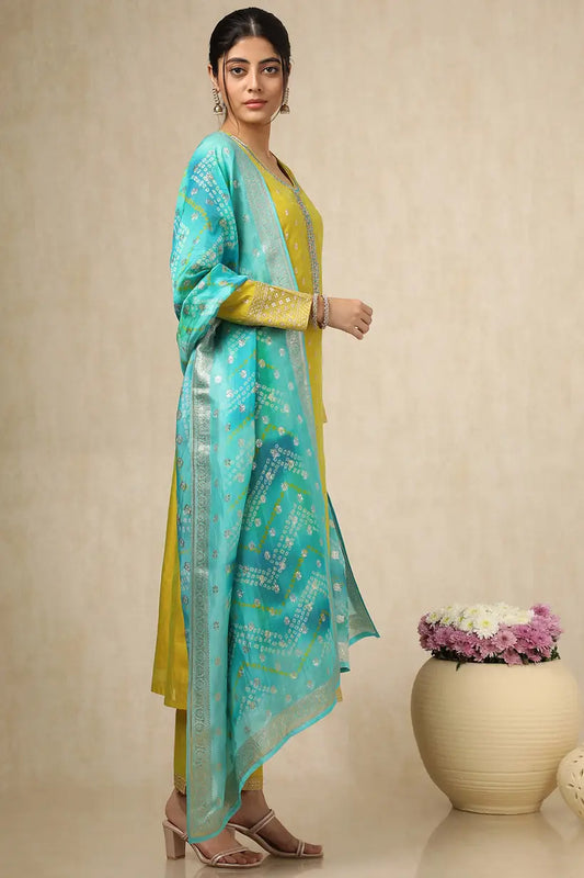 Chanderi Embellished Suit Set With Sequins