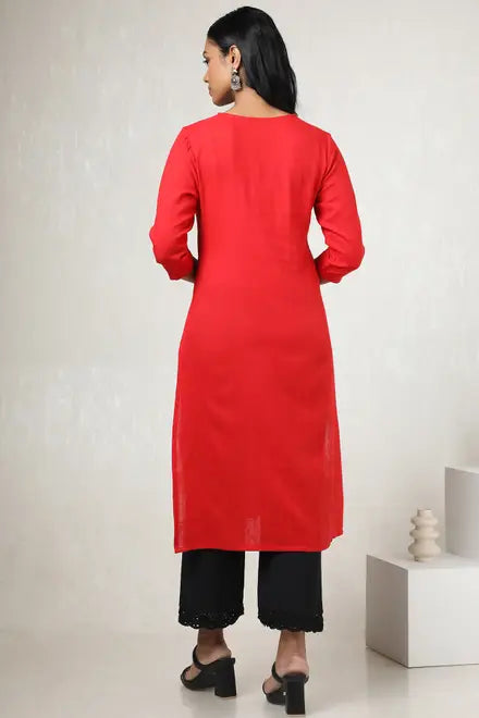Cotton Embroidered Kurta With Thread Work
