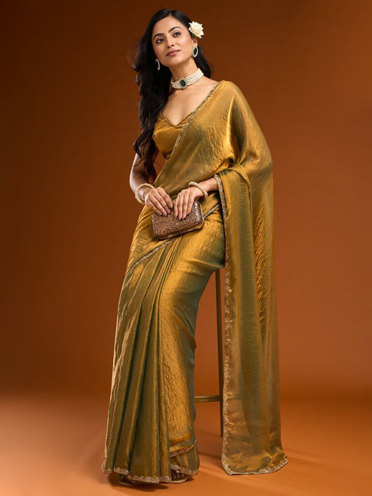 Solid Beads and Stones Saree