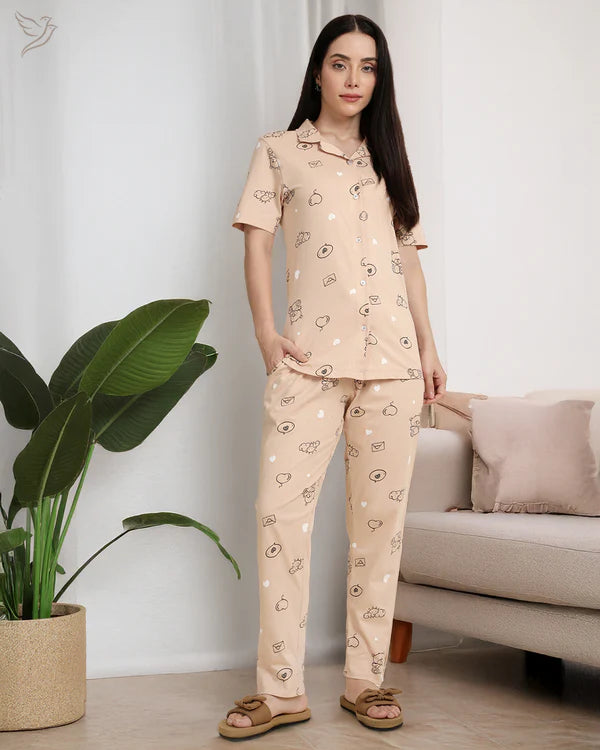Teddy Printed Collared Co-ord Set