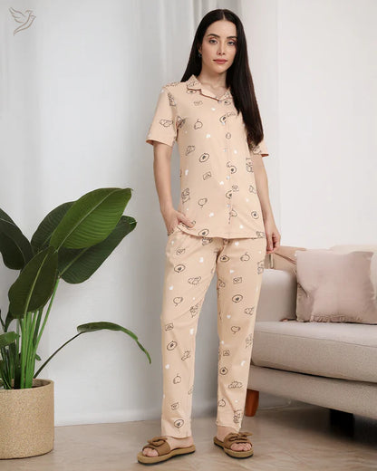 Teddy Printed Collared Co-ord Set