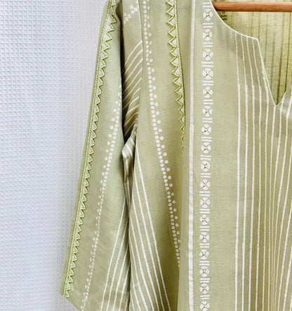 Sage Green Kurta with Beaded Accents