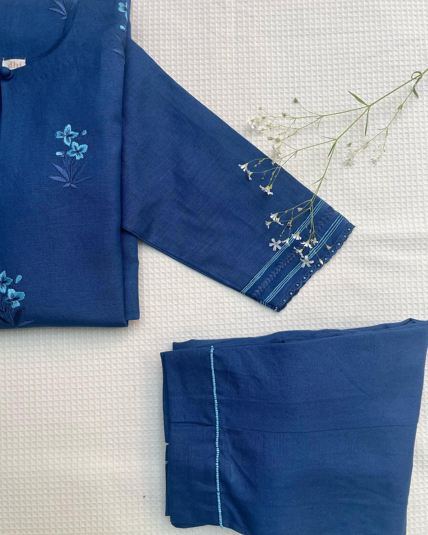 Deep Blue Elegance Floral Embroidered Edit