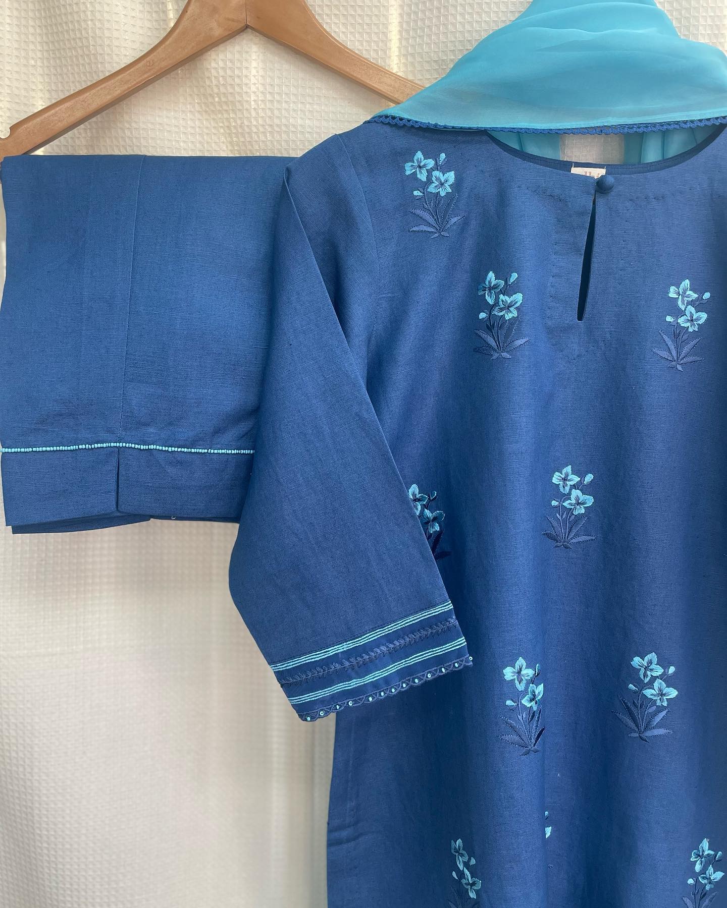 Deep Blue Elegance Floral Embroidered Edit