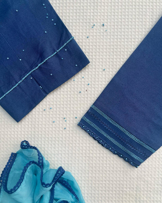 Deep Blue Elegance Floral Embroidered Edit