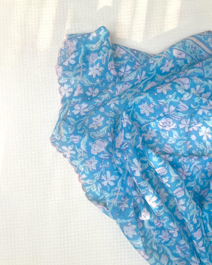 Festive Set in Soft Tones With Mulmul Dupatta