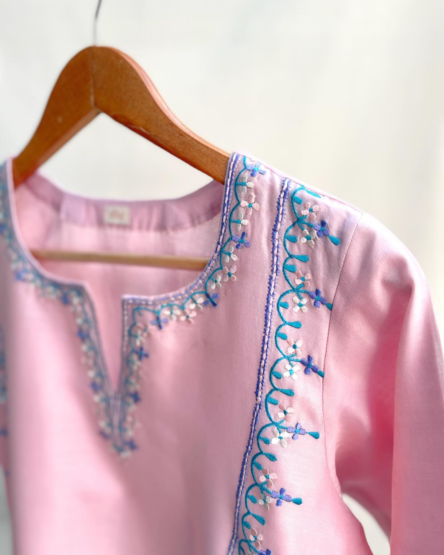 Festive Set in Soft Tones With Mulmul Dupatta