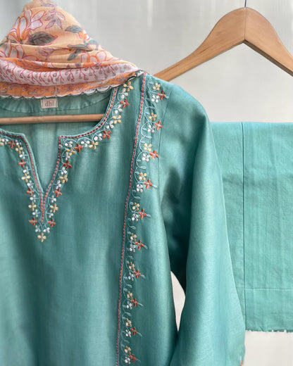 Green Kurti in Timeless Chanderi