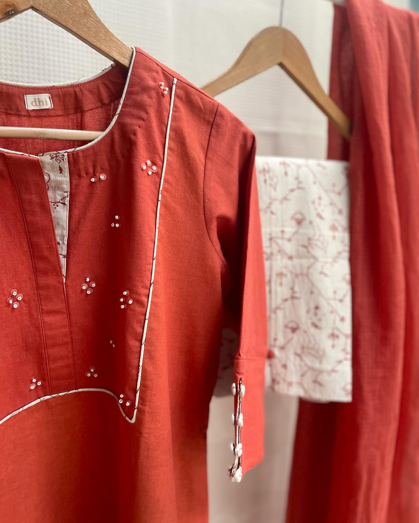 Sun-Kissed Elegance Beaded Cotton Kurta Set