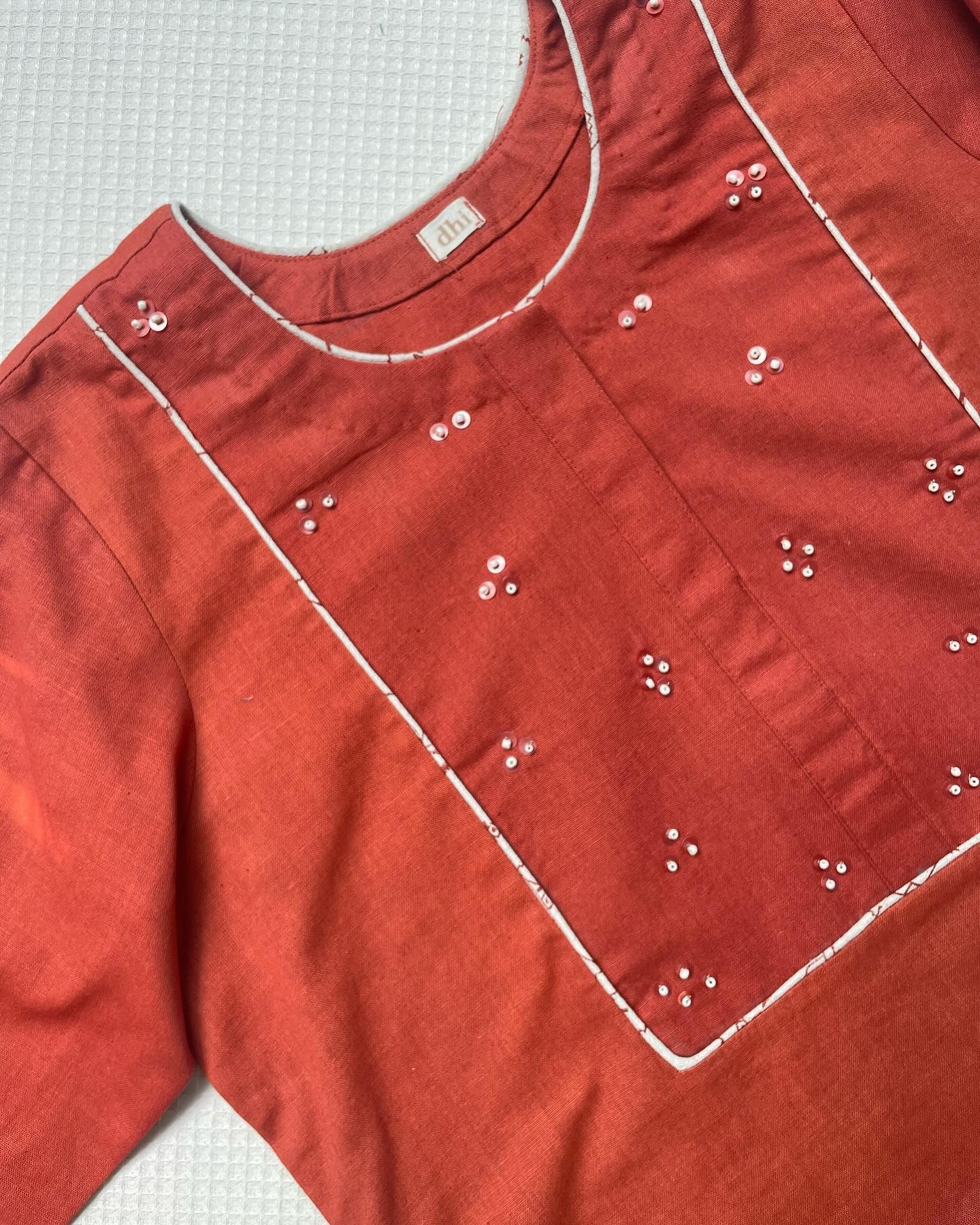 Sun-Kissed Elegance Beaded Cotton Kurta Set