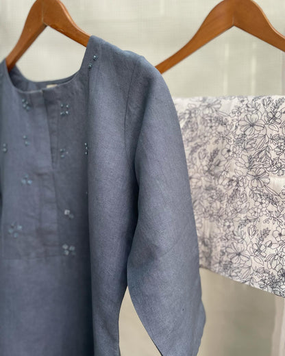 Earthy Elegance Beige Kurta Set with Kota Dupatta