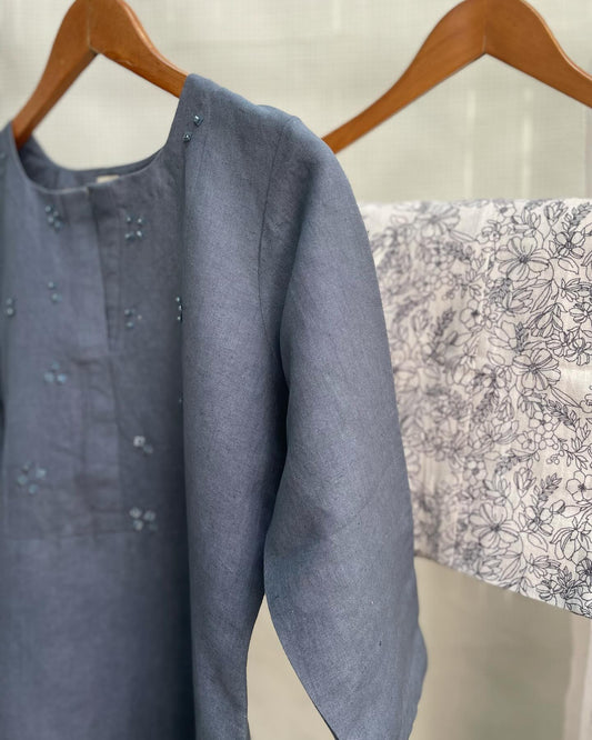 Earthy Elegance Beige Kurta Set with Kota Dupatta