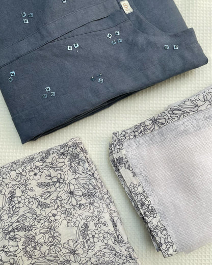 Earthy Elegance Beige Kurta Set with Kota Dupatta