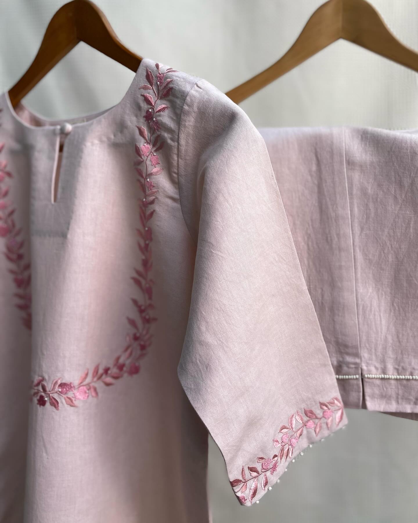 Blush Haze Tone-on-Tone Kurta Set in Rose Pink