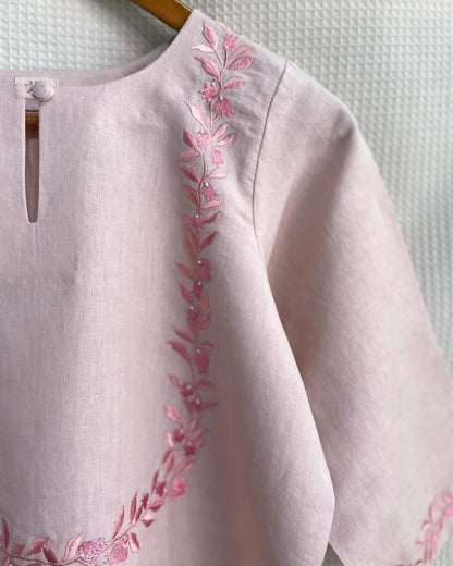 Blush Haze Tone-on-Tone Kurta Set in Rose Pink