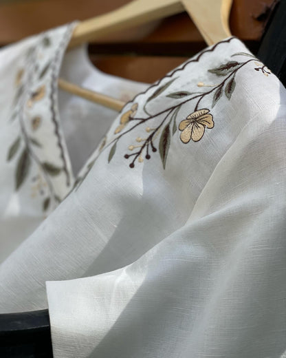 Linen Light: Ivory Kurta with Geometric Bottoms