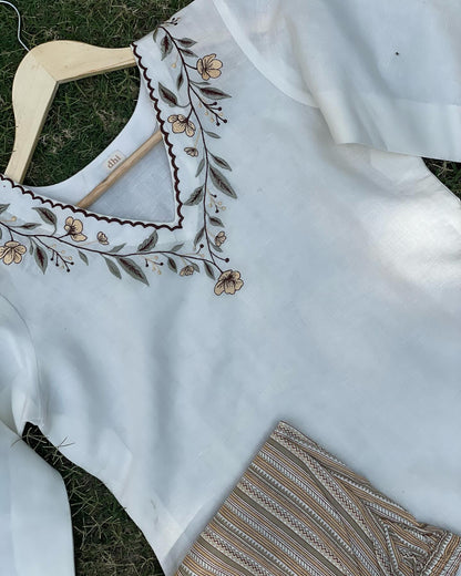 Linen Light: Ivory Kurta with Geometric Bottoms