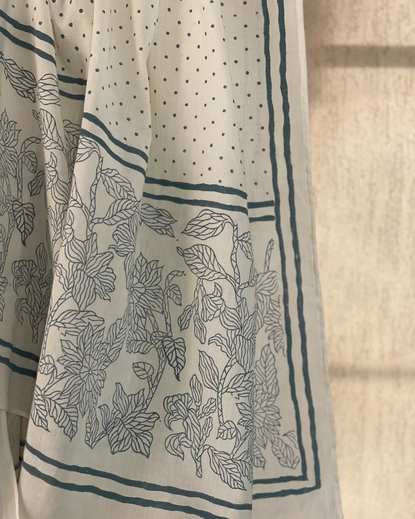 Festive Mul Cotton Kurta with Handblock & Beaded Details