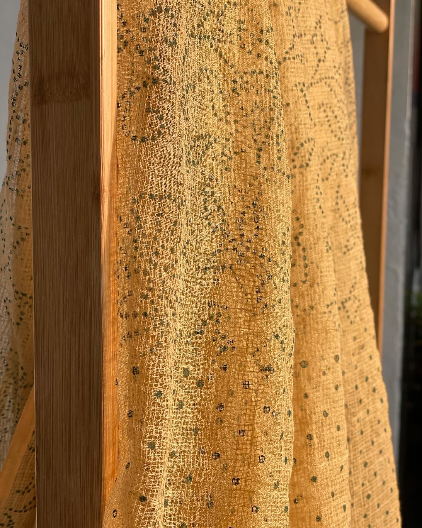 Winter Cotton Set with Scalloped Sleeves & Block Print