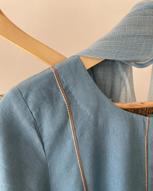 Solid Kurta with Printed Pants & Tie-Dye Kota Dupatta