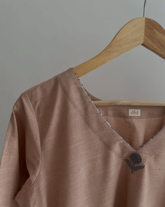 Soft Cotton Kurta Set with Beads & Kota Dupatta