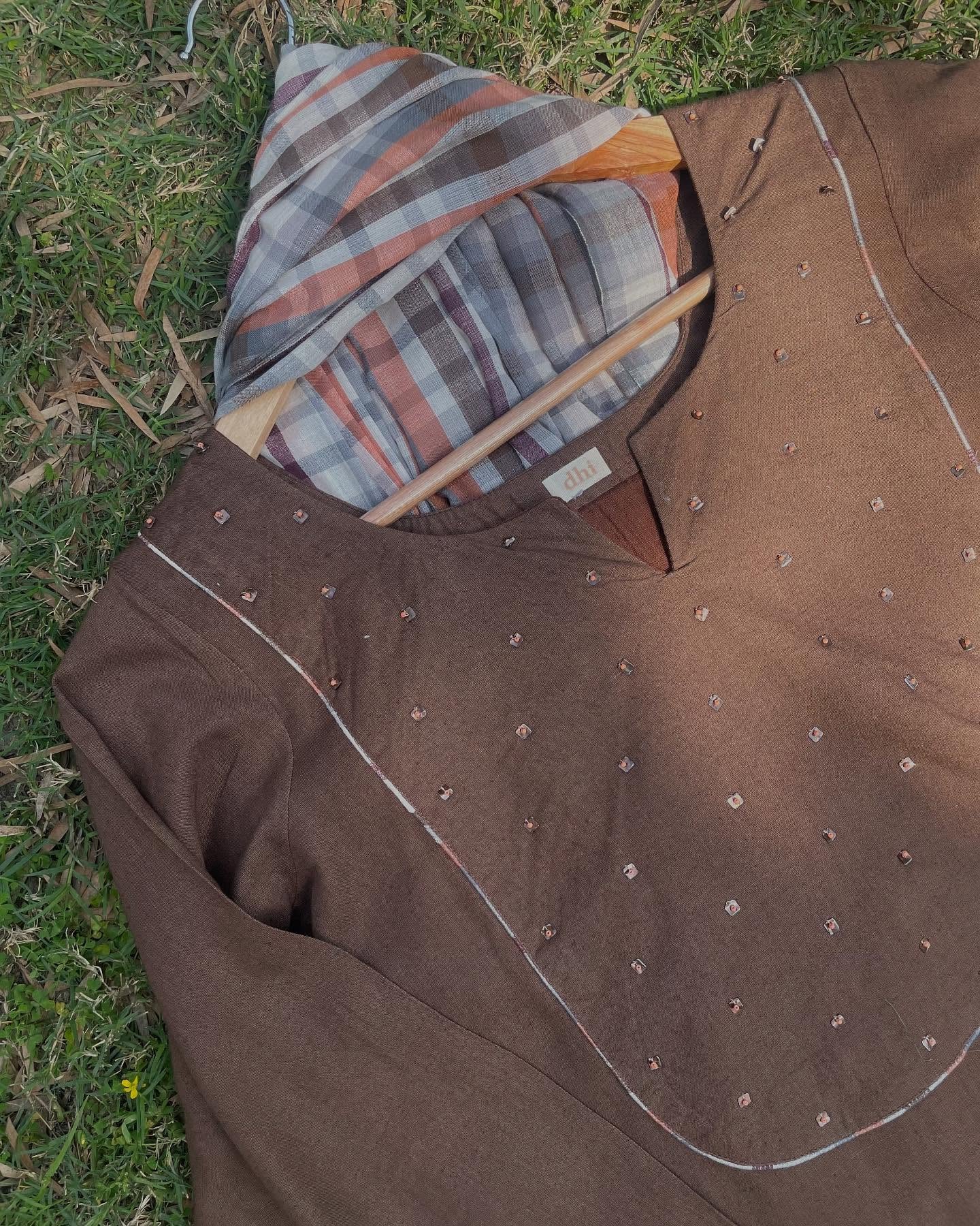 Solid Kurta Set with Chettinad Check Dupatta