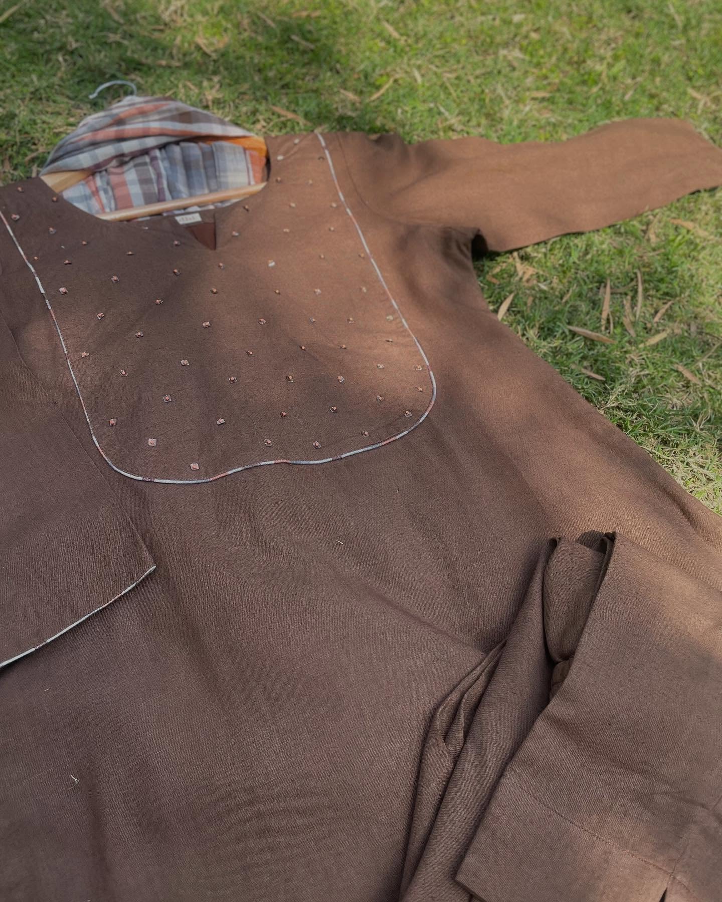 Solid Kurta Set with Chettinad Check Dupatta