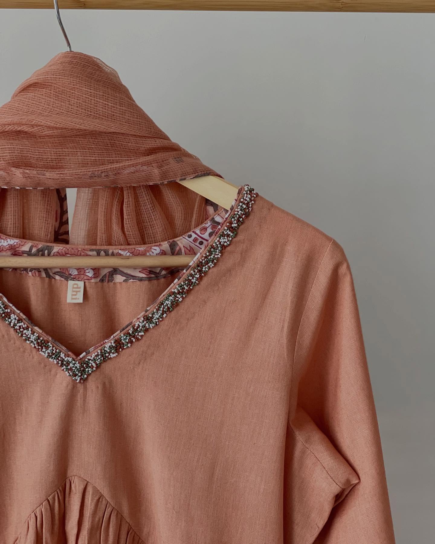 Handcrafted Cotton Set with Printed Pants & Kota Layers