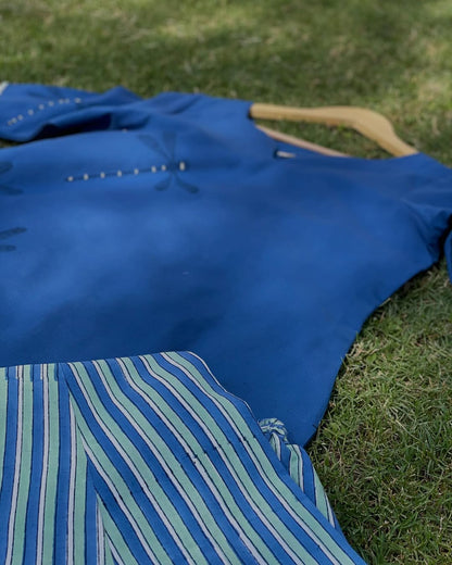 Block Printed Cotton Kurta Set with Kota Dupatta