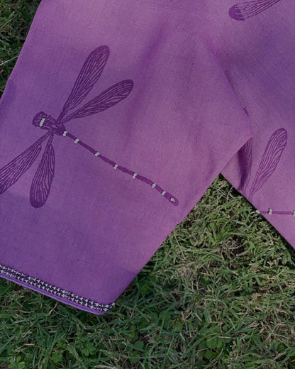 Handblock Printed Cotton Set with Striped Pants