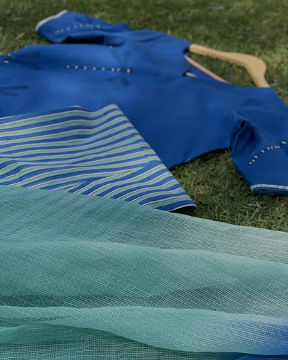 Block Printed Cotton Kurta Set with Kota Dupatta