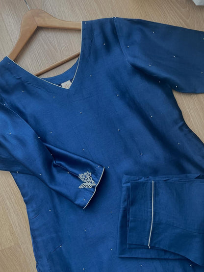 Block Printed Cotton Kurta Set with Kota Dupatta