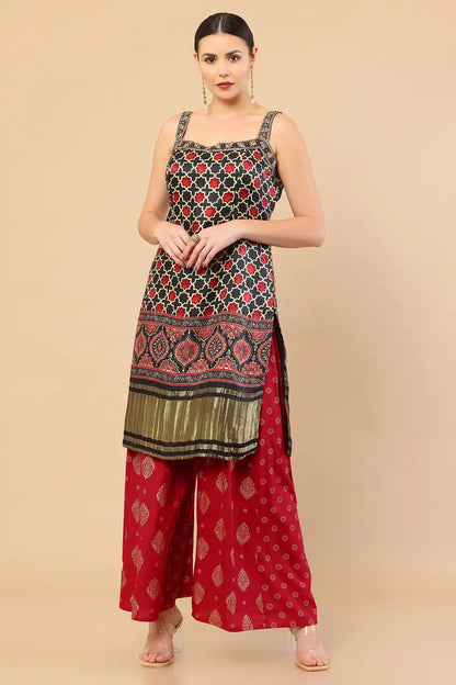 Rayon Foil Ethnic Motifs Printed Palazzos