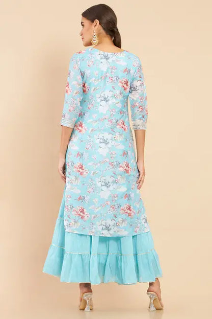Modal Layered And Tiered Kurta With Floral Print