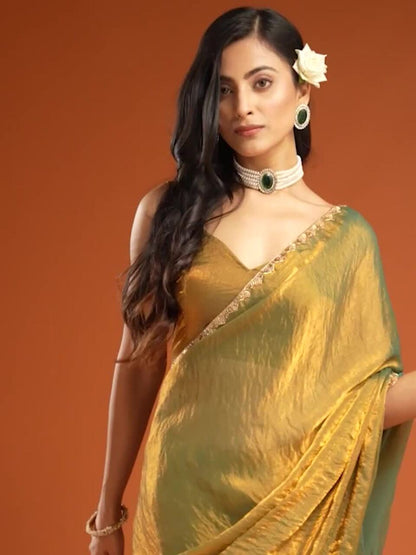 Solid Beads and Stones Saree