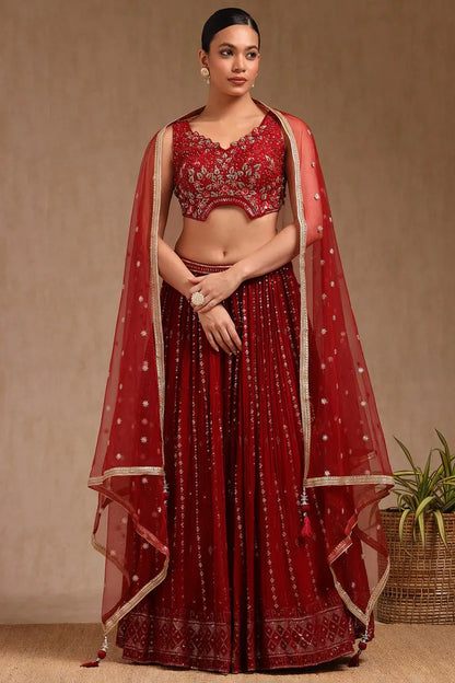 Cutdana Work Embroidered Ghagra Choli Set