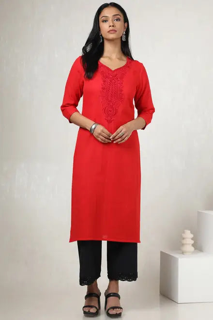 Cotton Embroidered Kurta With Thread Work