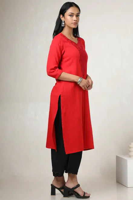 Cotton Embroidered Kurta With Thread Work