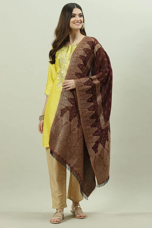 Classic Acrylic Dupatta with Yarn-Dyed Pattern