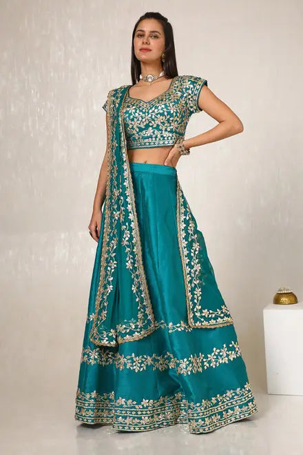 Silk Lehenga Choli with Gotta Patti Embellishment