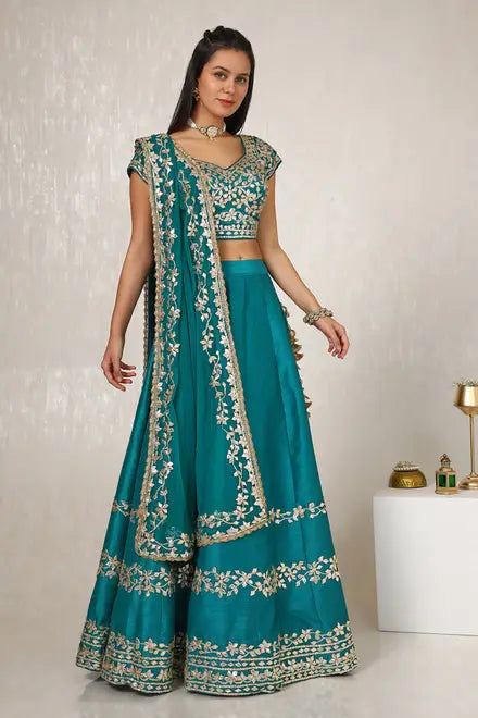 Silk Lehenga Choli with Gotta Patti Embellishment